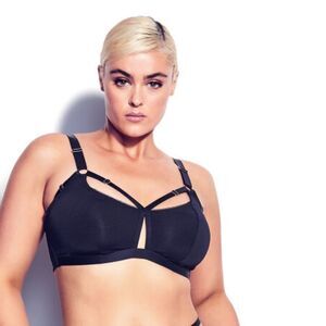 City Chic Fox & Royal Mesh Bralette Avril Black NWT Size 20 Large